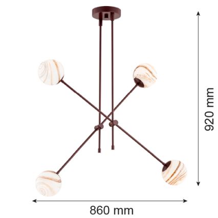 Argon 1842 - Pendellampe ABSOS 4xE14/7W/230V alabast brun