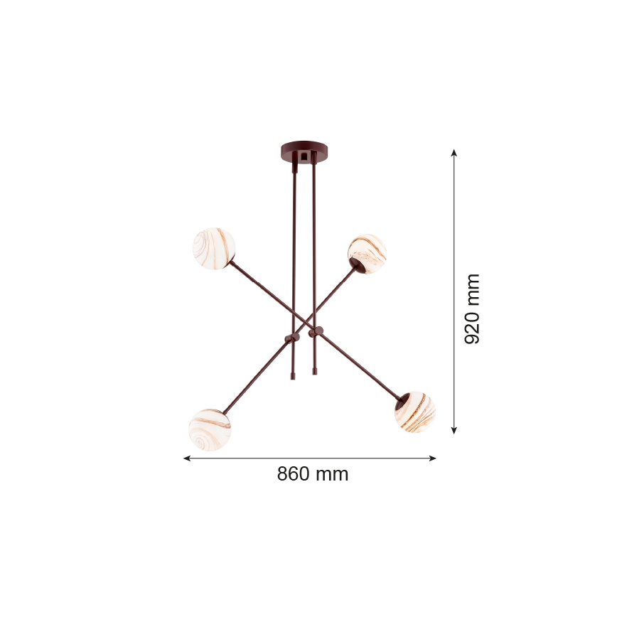 Argon 1842 - Pendellampe ABSOS 4xE14/7W/230V alabast brun
