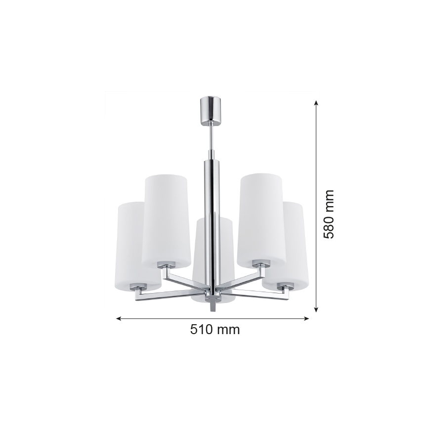 Argon 2053 - Loftlampe CAMELOT 5xE27/15W/230V skinnende krom
