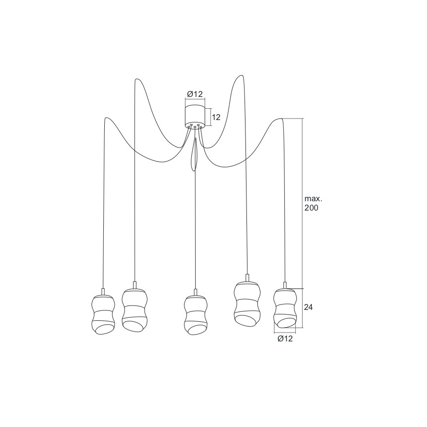 Argon 2073 - LED lysekrone i en snor GARDA 5xLED/5W/230V