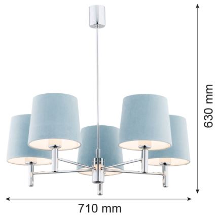 Argon 2076 - Pendellampe BOLZANO 5xE27/15W/230V blå