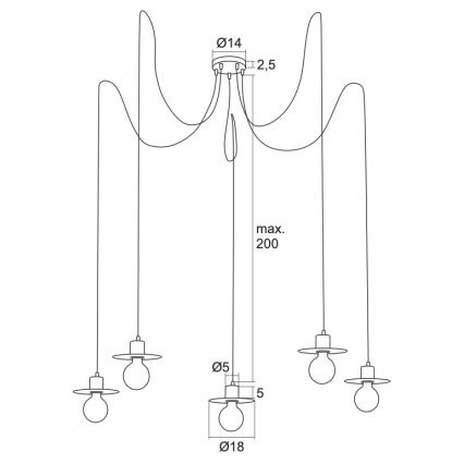 Argon 2079 - Pendel CORSO 5xE27/15W/230V edderkop skinnende krom