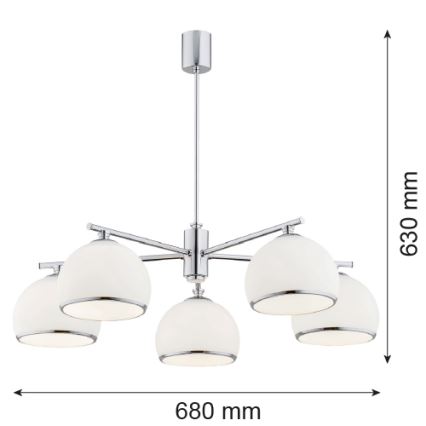Argon 2087 - Pendellampe MARBELLA 5xE27/15W/230V skinnende krom