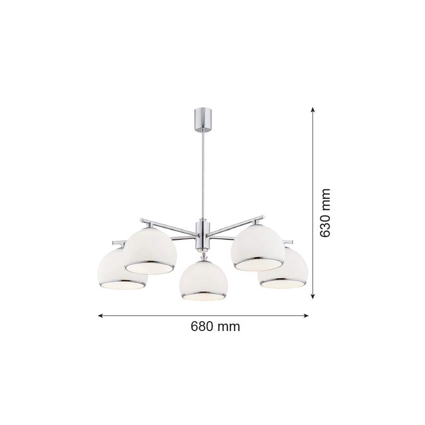 Argon 2087 - Pendellampe MARBELLA 5xE27/15W/230V skinnende krom