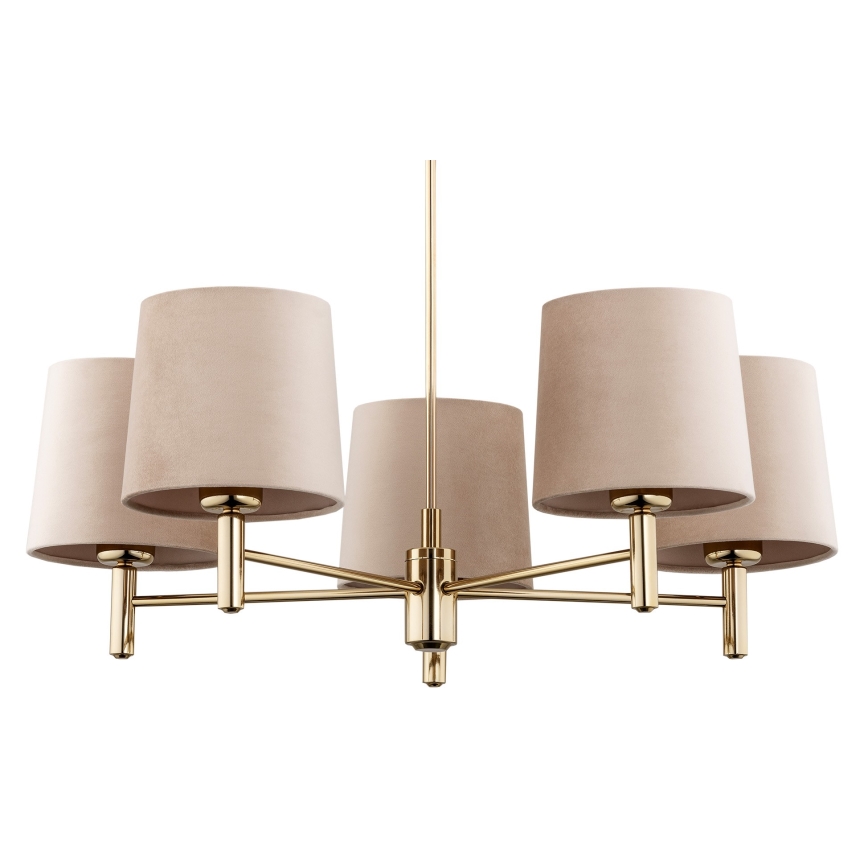 Argon 2105 - Lysekrone PONTE 5xE27/15W/230V messingfarvet/beige