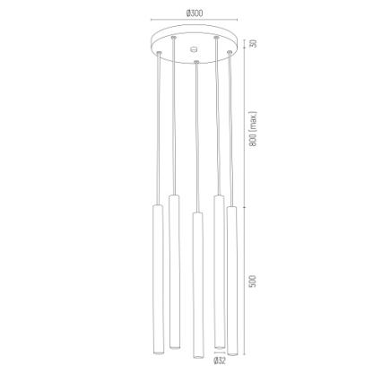 Argon 2109 - LED pendel SICILIA 5xLED/4,5W/230V