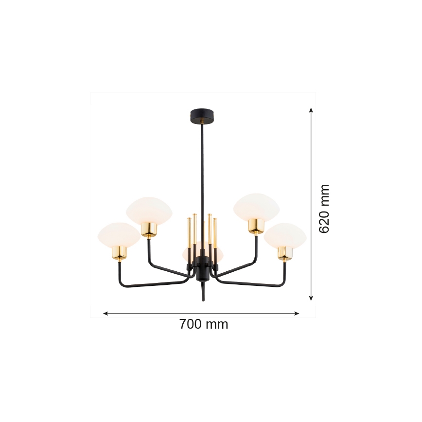 Argon 2128 - Loftlampe RAVELLO 5xE14/15W/230V sort/guldfarvet