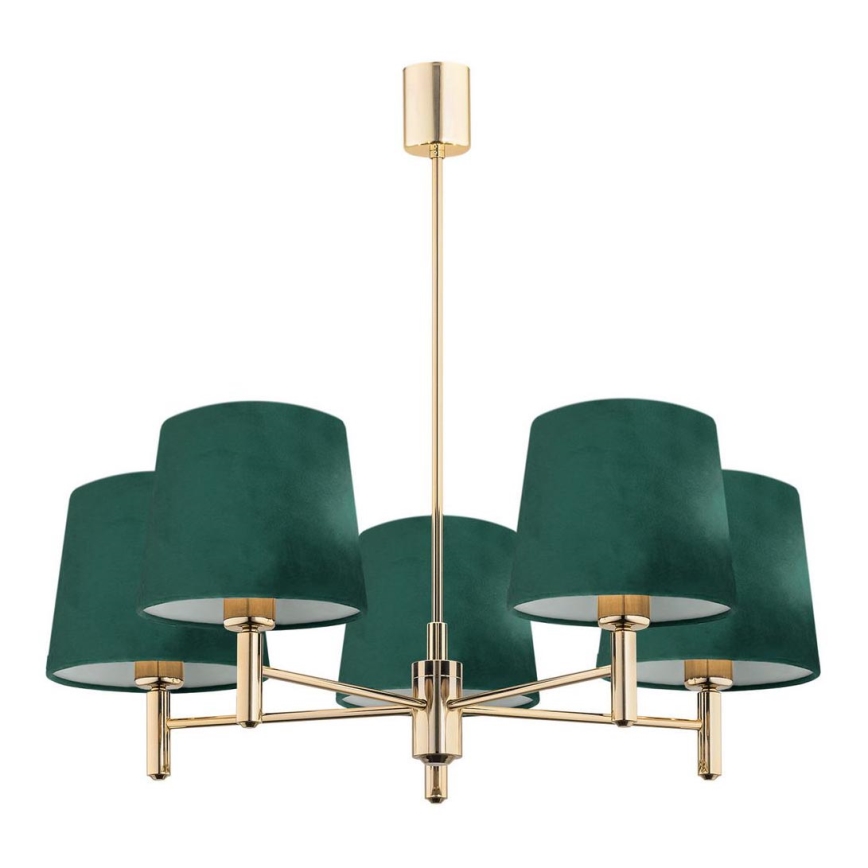 Argon 2145 - Loftlampe PONTE 5xE27/15W/230V grøn/messingfarvet