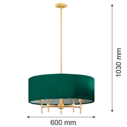 Argon 2146 - Loftlampe ABBANO 5xE14/7W/230V messing/grøn