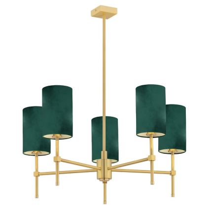 Argon 2147 - Loftlampe ABRUZZO 5xE14/7W/230V messingfarvet/grøn
