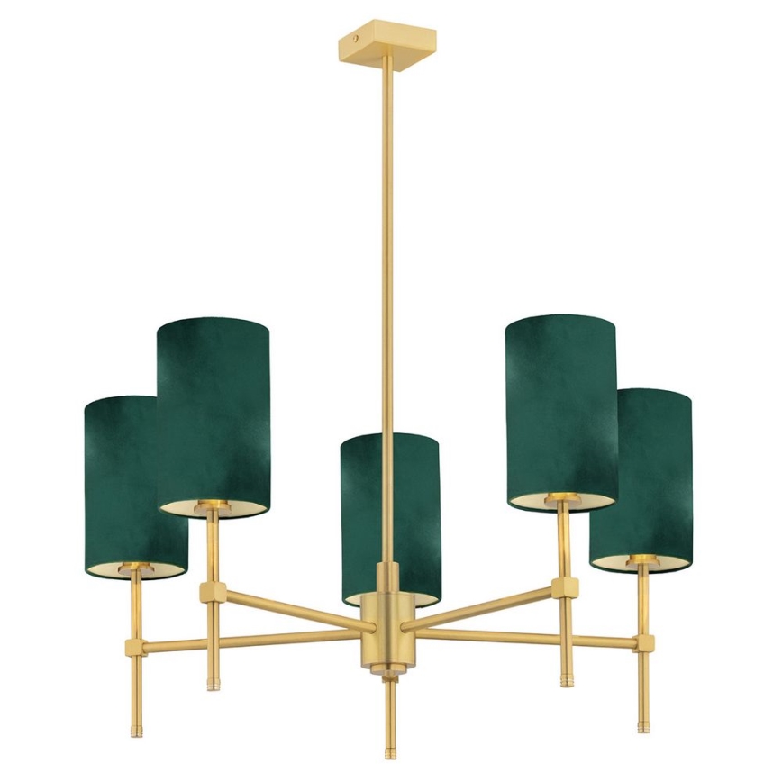 Argon 2147 - Loftlampe ABRUZZO 5xE14/7W/230V messingfarvet/grøn