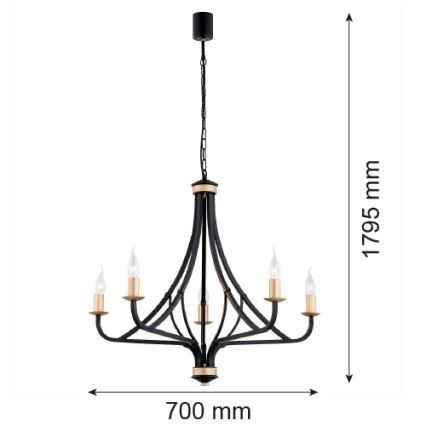 Argon 2171 - Pendel med kædeophæng LORENZO 5xE14/7W/230V