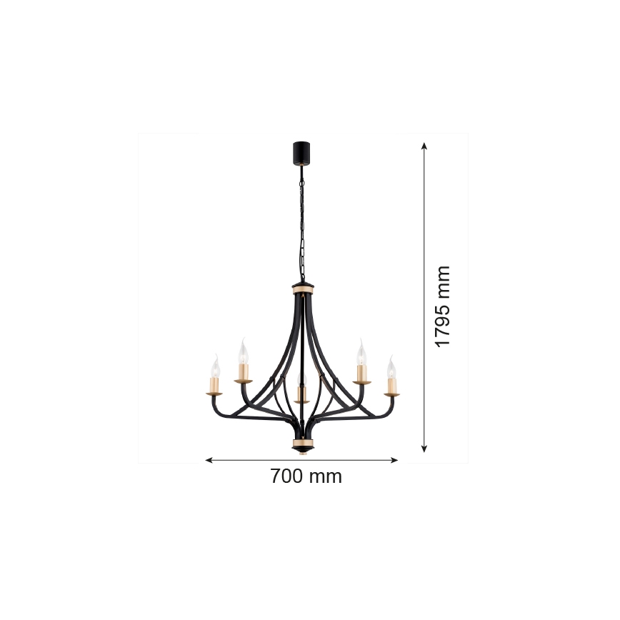 Argon 2171 - Pendel med kædeophæng LORENZO 5xE14/7W/230V