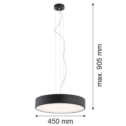 Argon 3352 - Pendel DARLING 1xLED/35W/230V diam. 45 cm sort