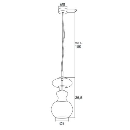 Argon 3800 - LED lysekrone i en snor MODENA LED/8W/230V