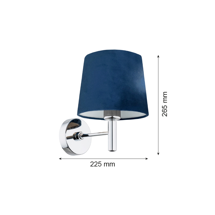 Argon 3908 - Væglampe BOLZANO 1xE27/15W/230V blå/skinnende krom