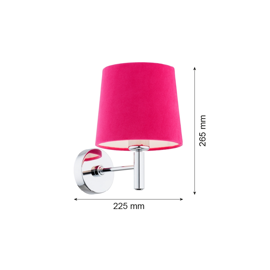 Argon 3909 - Væglampe BOLZANO 1xE27/15W/230V lyserød/skinnende krom