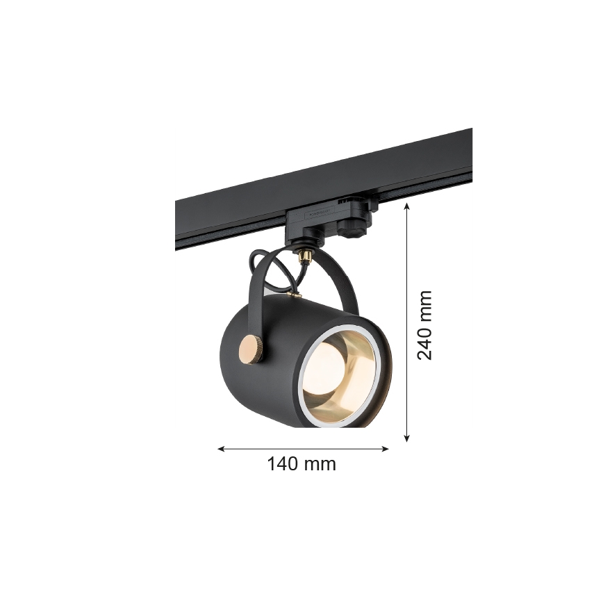 Argon 4311 - Spotlampe til skinnesystem NET 1xE27/15W/230V sort