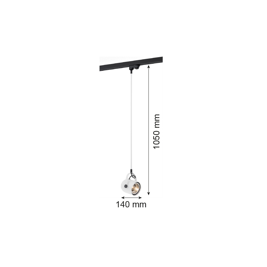 Argon 4312 - Pendel til skinnesystem NET 1xE27/15W/230V hvid