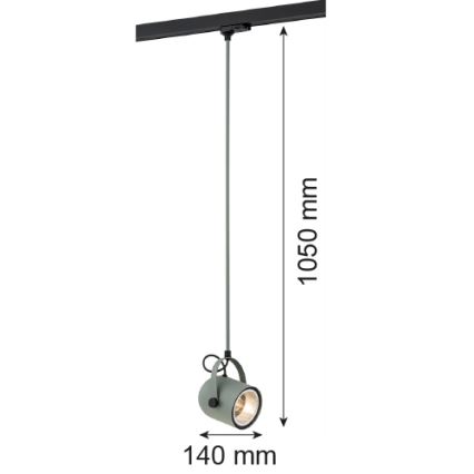 Argon 4313 - Pendel til skinnesystem NET 1xE27/15W/230V grøn