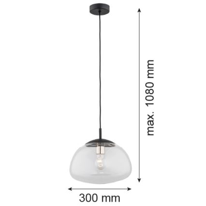 Argon 4332 - Pendel TRINI 1xE27/15W/230V diameter 30 cm sort