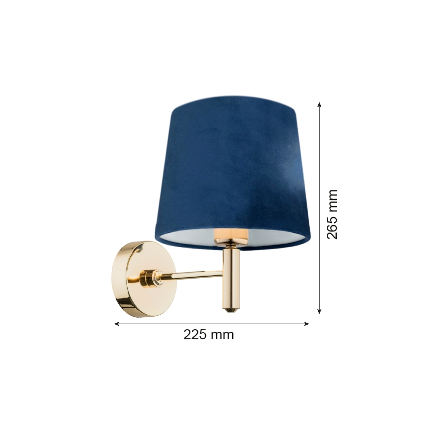 Argon 4348 - Væglampe PONTE 1xE27/15W/230V blå/messing