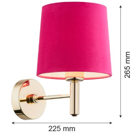 Argon 4349 - Væglampe PONTE 1xE27/15W/230V lyserød/messing