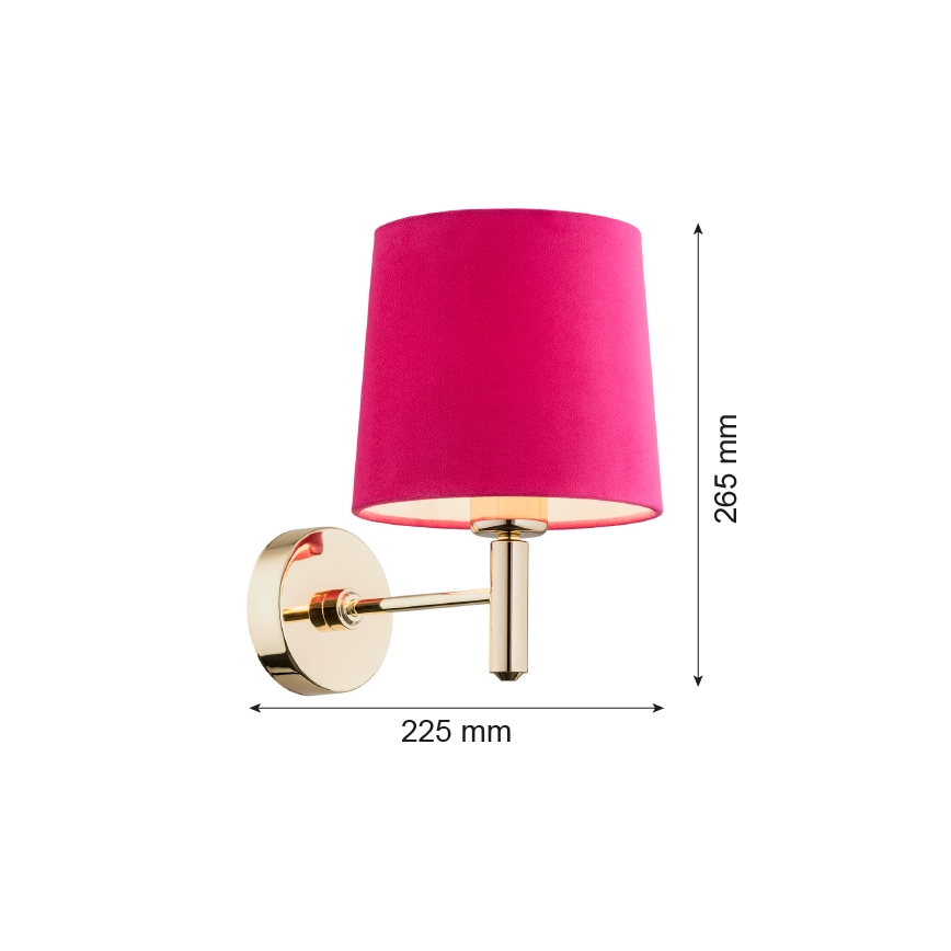 Argon 4349 - Væglampe PONTE 1xE27/15W/230V lyserød/messing