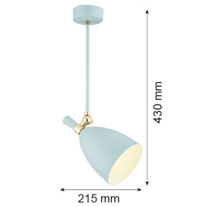 Argon 4685 - Pendel CHARLOTTE 1xE27/15W/230V blå/guldfarvet