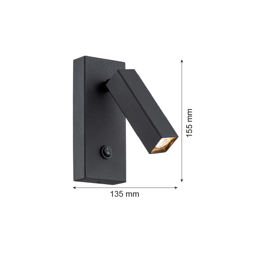 Argon 4723 - Vægspot ROCK 1xG9/6W/230V sort