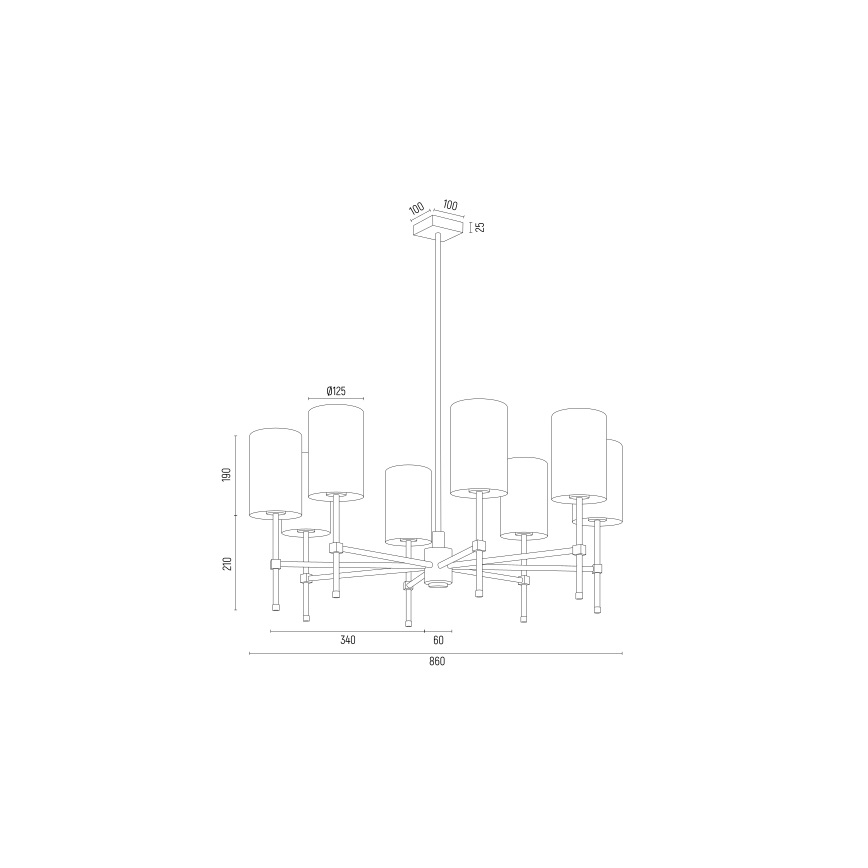 Argon 5051 - Loftlampe ABRUZZO 8xE14/15W/230V messing/hvid
