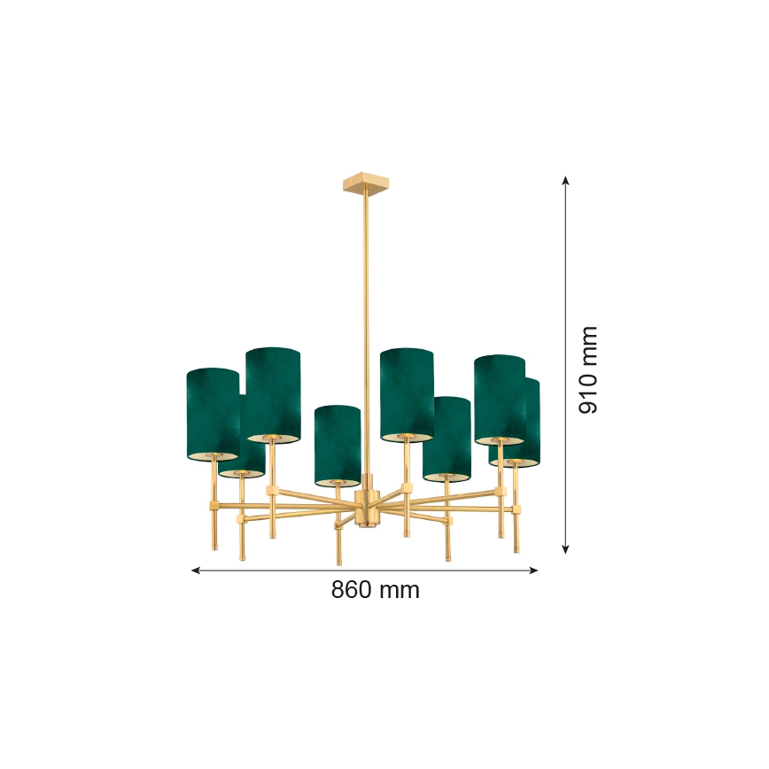 Argon 5055 - Loftlampe ABRUZZO 8xE14/7W/230V messingfarvet/grøn