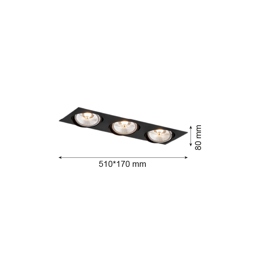 Argon 6116 - Indbygningsspot OLIMP 3xGU10-AR111/12W/230V sort