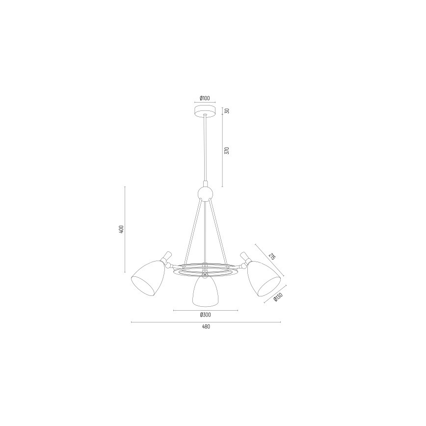 Argon 6148 - Loftlampe CHARLOTTE 3xE27/15W/230V hvid/guldfarvet