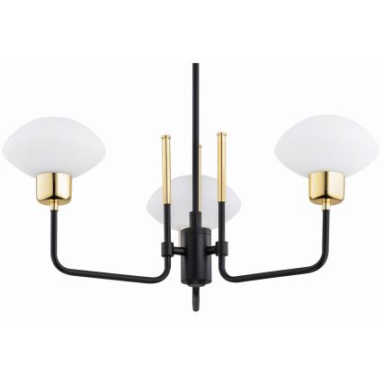Argon 6166 - Loftlampe på stang RAVELLO 3xE14/15W/230V sort/guld