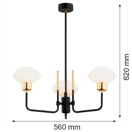 Argon 6166 - Loftlampe på stang RAVELLO 3xE14/15W/230V sort/guld