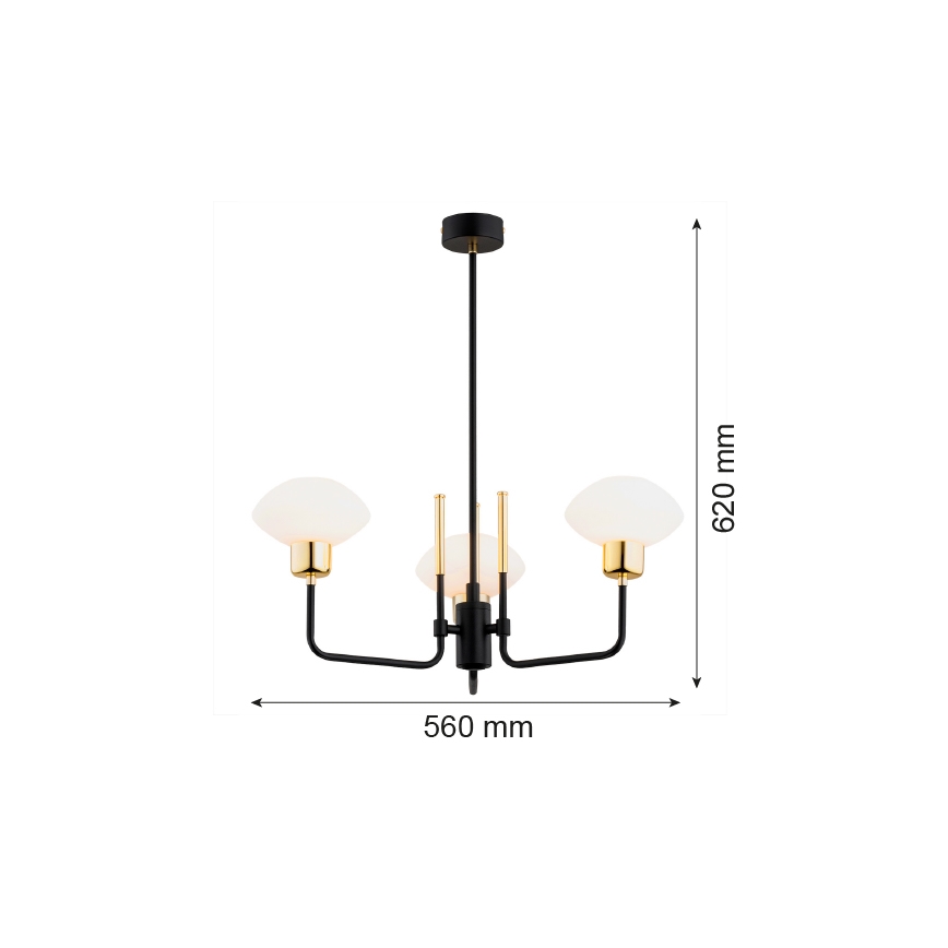 Argon 6166 - Loftlampe på stang RAVELLO 3xE14/15W/230V sort/guld