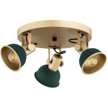 Argon 6242 - Spotlampe LENORA 3xE14/7W/230V guldfarvet/grøn