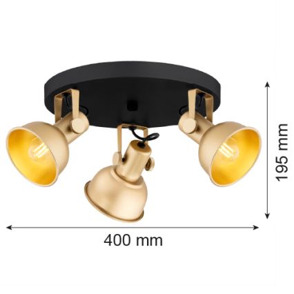 Argon 6243 - Spotlampe LENORA 3xE14/7W/230V guldfarvet/sort