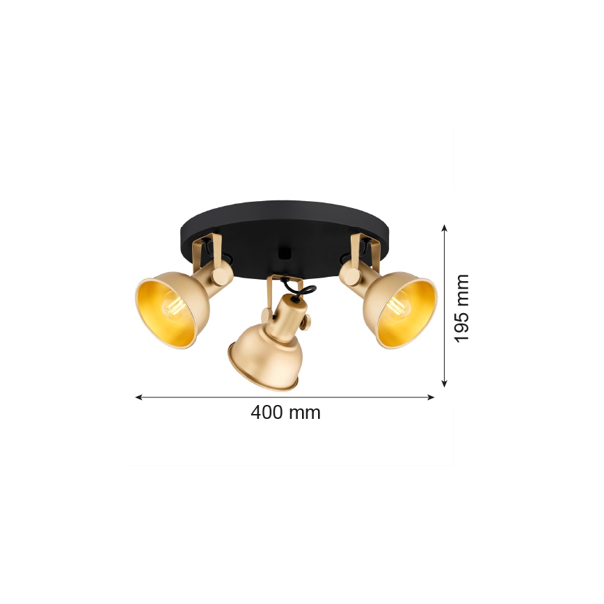 Argon 6243 - Spotlampe LENORA 3xE14/7W/230V guldfarvet/sort