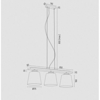 Argon 6250 - Pendel ARDEN 3xE27/15W/230V guldfarvet