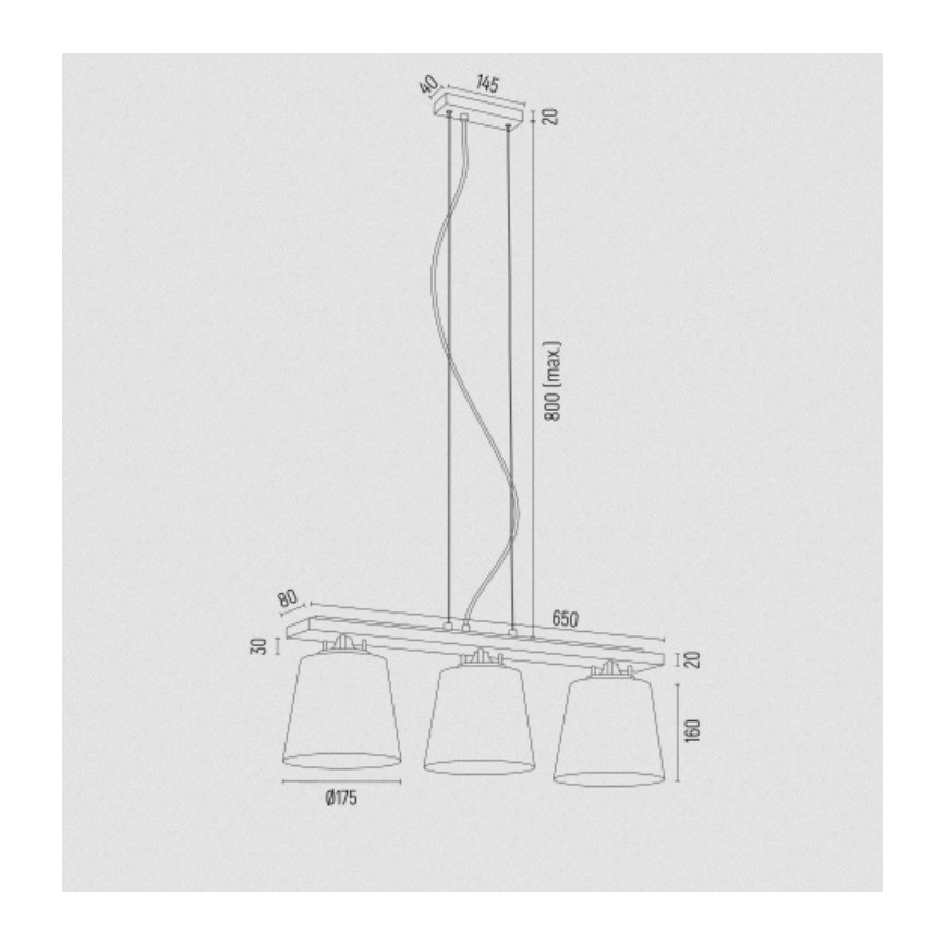 Argon 6250 - Pendel ARDEN 3xE27/15W/230V guldfarvet
