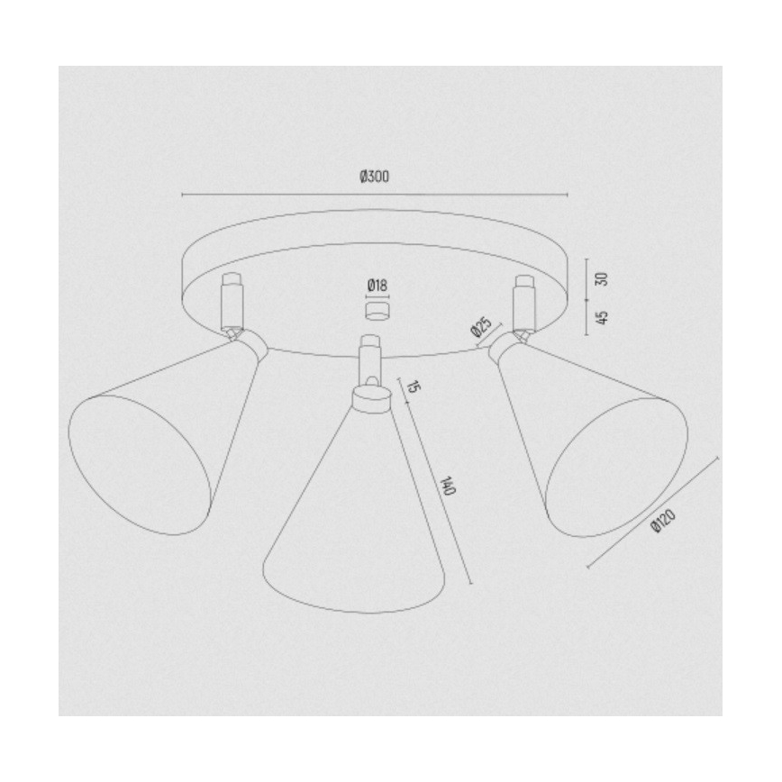 Argon 6262 - Spotlampe LUCINDA 3xE14/7W/230V sort/guldfarvet