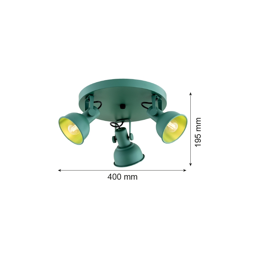 Argon 6265 - Spotlampe LENORA 3xE14/7W/230V grøn