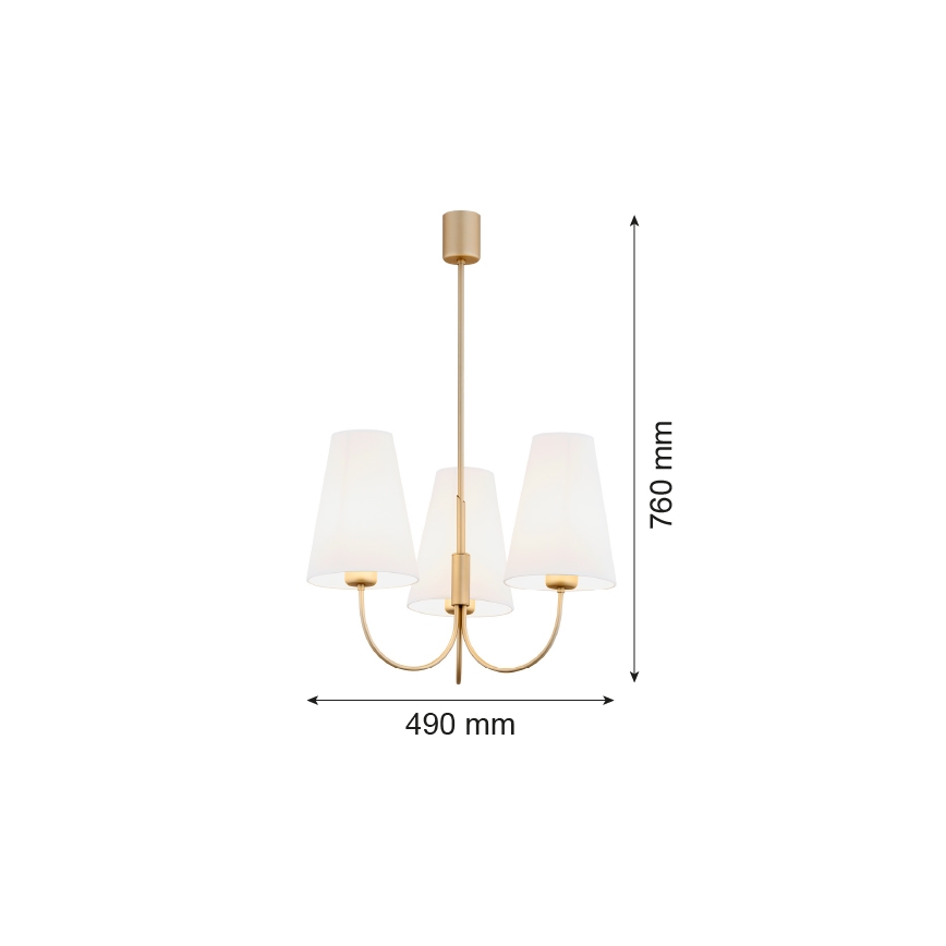 Argon 6267 - Pendellampe SAFIANO 3xE27/15W/230V guldfarvet