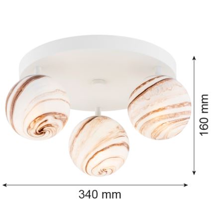 Argon 6291 - Loftlampe FABIO 3xE14/7W/230V alabast hvid