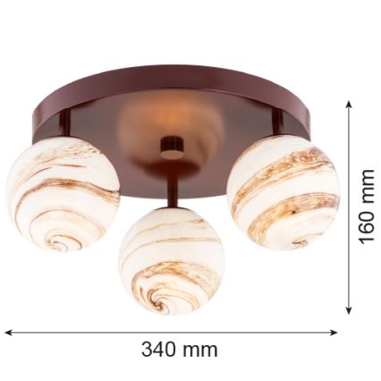 Argon 6292 - Loftlampe FABIO 3xE14/7W/230V alabast brun