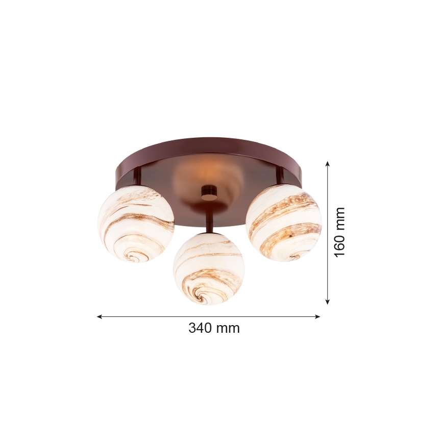 Argon 6292 - Loftlampe FABIO 3xE14/7W/230V alabast brun