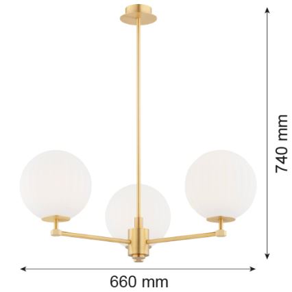 Argon 6307 - Pendellampe PALOMA 3xE14/7W/230V guldfarvet/hvid