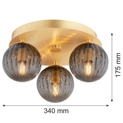 Argon 6308 - Loftlampe PALOMA 3xE14/7W/230V guldfarvet/sort